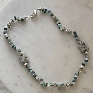 handmade multi gem moss agate necklace and earrings set real stones